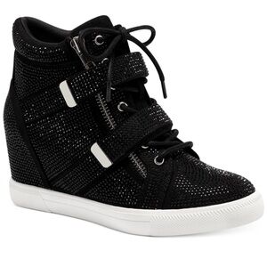INC. Black Debby Wedge Sneakers